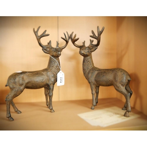 1134 - Pair of Decorative Cast Metal Deer Stags.