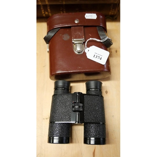 1374 - Pair of Carl Zeiss Jena Notarem 8 x 32B MC, in Leather case - serial number 5259523.