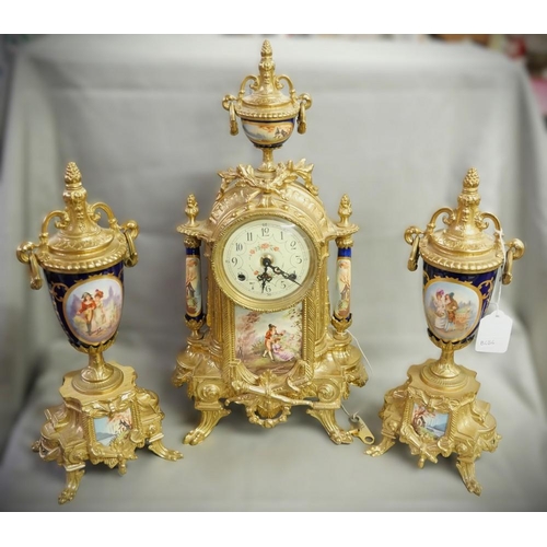 1384 - Reproduction French Style Clock Garniture.