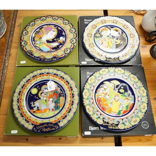 1387 - Set of Four Boxed Rosenthal Christmas Plates by Bjorn Wiinblad - 1979,80, 81 & 82.