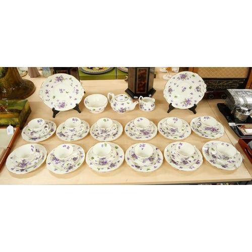 1402 - Hammersley & Co Violet Decorated China Tea Set.