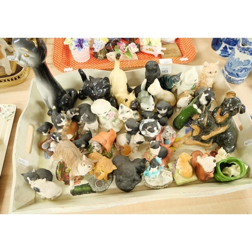 1421 - Tray Lot - Assorted Cat & Dog Ornaments.