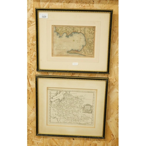 1429 - Two Framed Antique Maps - Poland & Gibraltar.