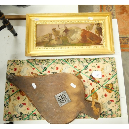 1451 - Decorative Picture, Letter Board & Set of Fire Bellows.