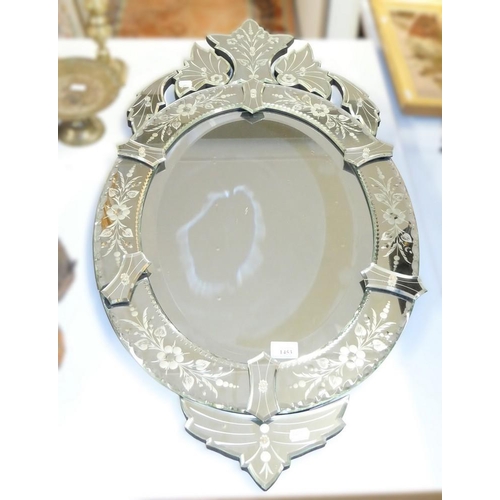 1453 - Venetian Style Wall Mirror approx 100cm tall.