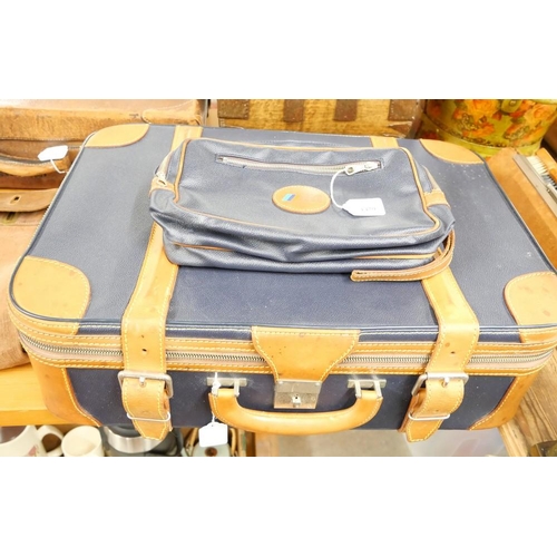 1479 - Vintage BMW M1 Luggage Set - leather mounted Suitcase & Toilet Bag.