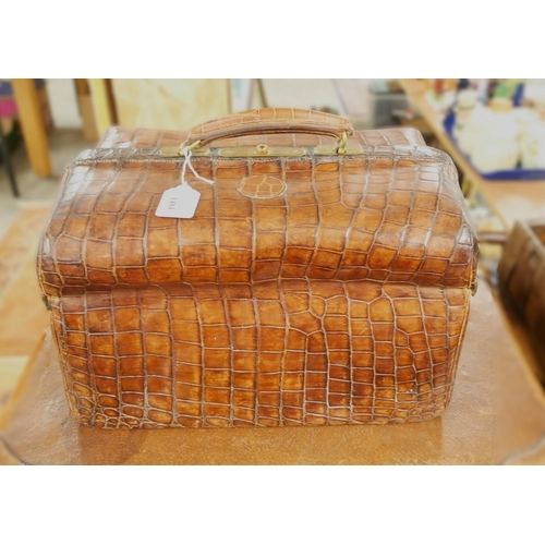 1484 - Mappin & Webb Crocodile Skin Gladstone Type Bag, approx 40cm across.