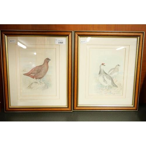 1505 - Pair of Frederick William Frohawk Watercolours - Ptarmigan & Grouse, approx 18 x 13cm.