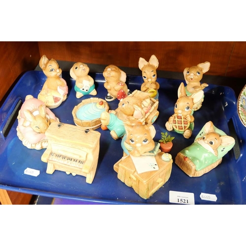 1521 - Tray Lot - Assorted Pendelfin Figures.