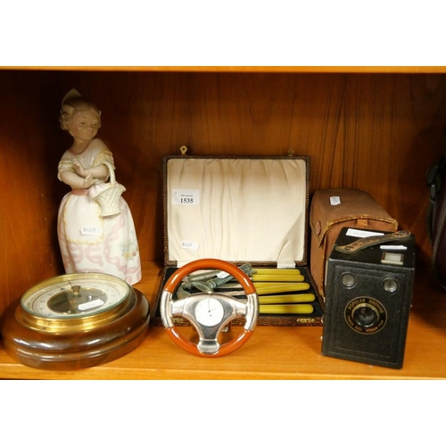 1535 - Kodak Brownie Camera, Barometer, Cased Set of Cutlery etc.