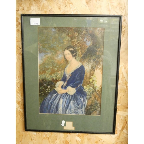 1556 - Large Size Victorian Baxter Print - Lady in Blue Dress 