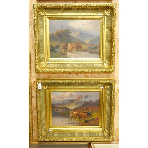 1562 - Pair of Framed Oil Paintings - Highland Cattle in Landscape Signed William Langley, approx 39 x 29cm... 