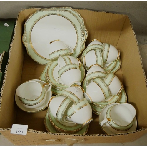 1581 - Box - Stanley Green & Gilt Bone China Tea Set.