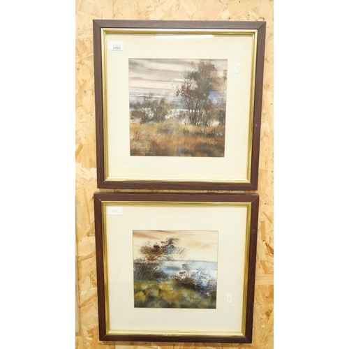 1593 - Pair of Framed Watercolours - Moorland Scenes, approx 22 x 22cm.