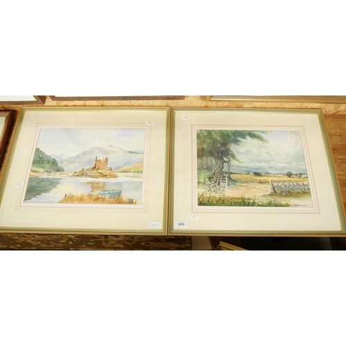 2020 - Pair of Framed Watercolours, Scottish Landscapes by I. R. MacGregor, approx 36 x 26cm.