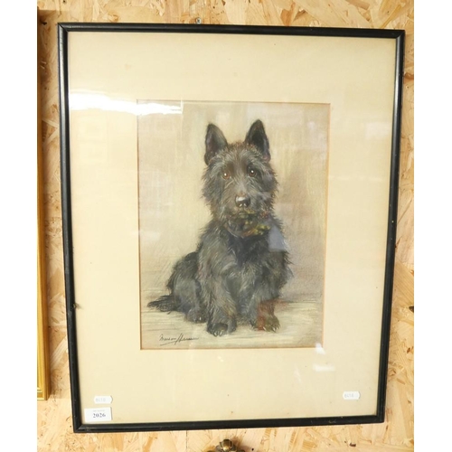 2026 - Framed Paste Study of a Terrier approx 26 x 35cm.