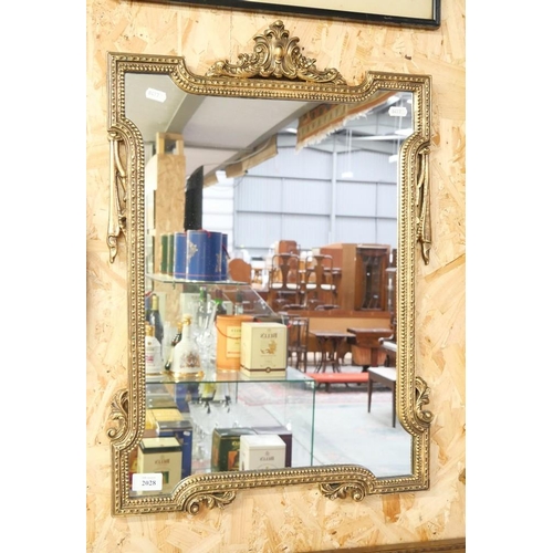 2028 - Upright Gilt Framed Wall Mirror, approx 64cm tall.