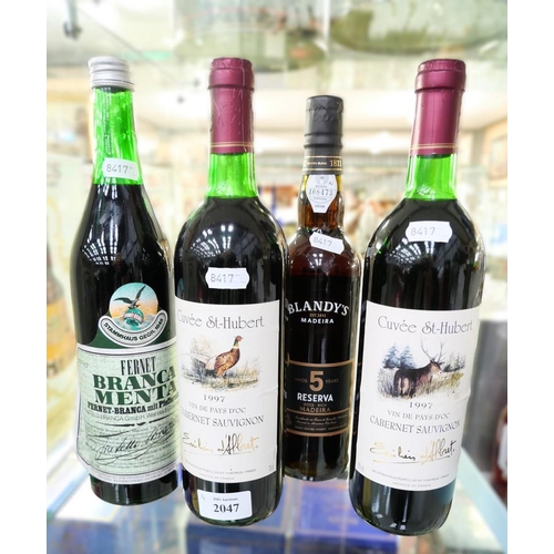 2047 - 2 Bottles of Cuvee St-Hubert 1997 Cabernet Sauvignon, Bottle of Fernet Branca Menta & Bottle of Blan... 