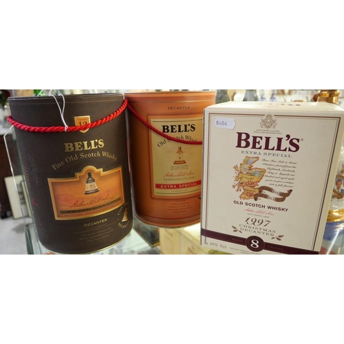 2054 - 3 Bell's Whisky Decanters