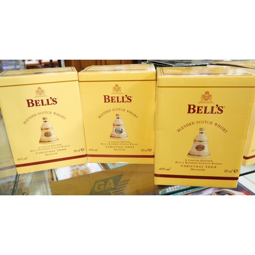 2063 - 3 Bell's Christmas Decanters - 2005, 2006 & 2008