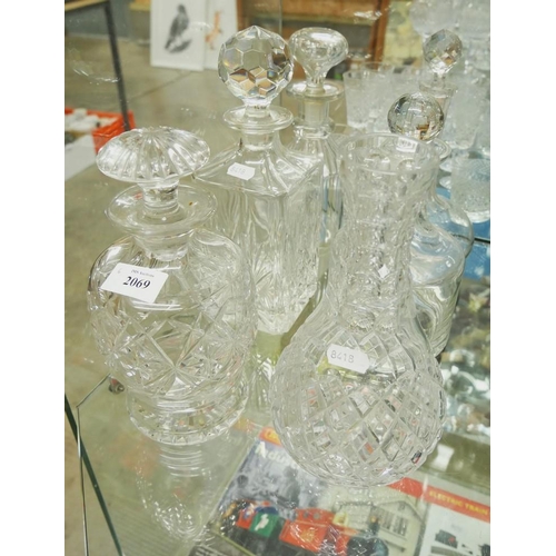 2069 - 6 Assorted Glass Decanters.