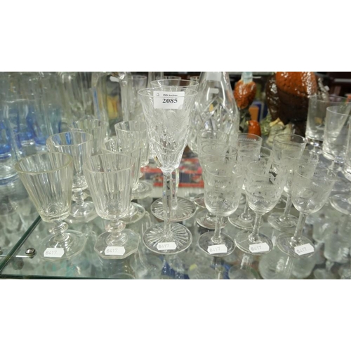 2085 - Pair of Champagne Glasses, Sherry & Liqueur Glasses