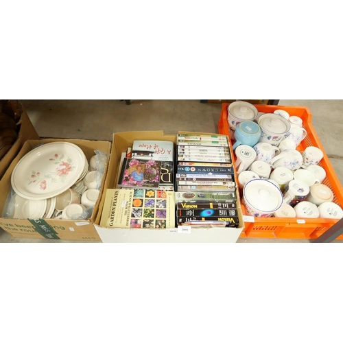 2092 - Three Boxes - Books, DVD's, Dinnerware etc.