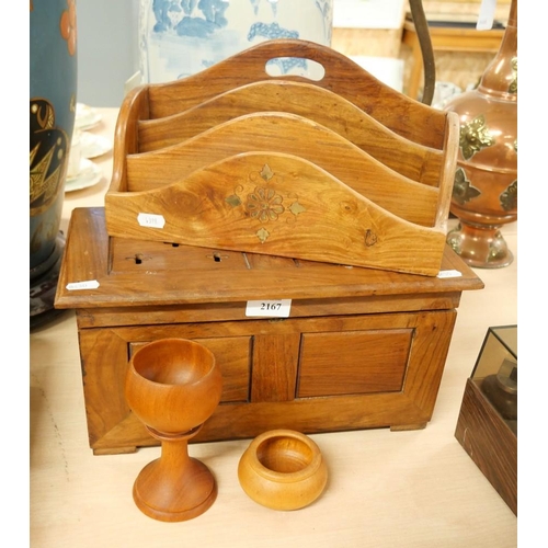 2167 - Hardwood Box, Letter Rack, Goblet etc.