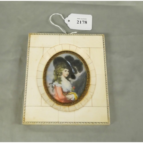 2178 - Framed Portrait Miniature - Duchess of Devonshire.