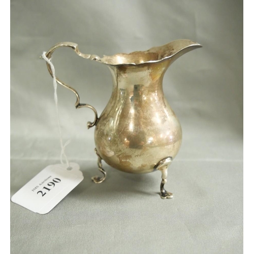 2190 - London Silver Pear Shaped Cream Jug, approx 2.4oz troy.