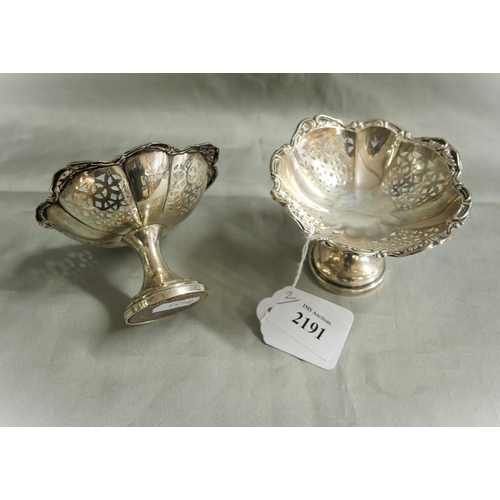 2191 - Pair of Birmingham Silver Pierced Bonbon Dishes, Maker H.M, approx 210g overall weight (loaded bases... 