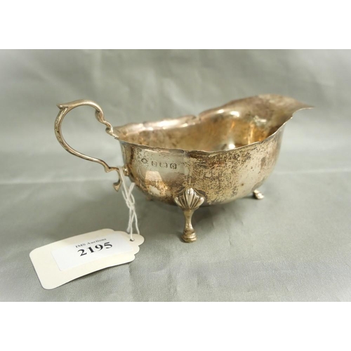 2195 - Birmingham Silver Sauce Boat by Adie Bros, approx 3.8oz troy.