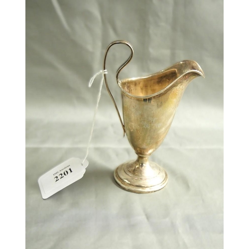 2201 - Upright Silver Cream Jug with Scrolling Handle, approx 13cm tall, 2.3oz troy.