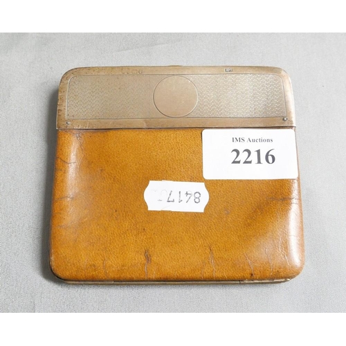 2216 - Silver Mounted Leather Wallet, approx 10 x 10cm.