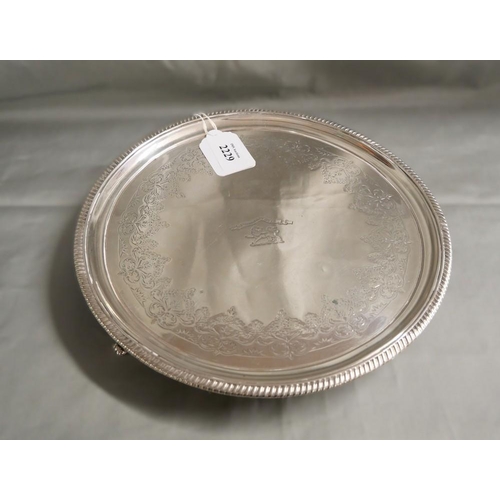 2229 - London Silver Salver, Maker PB & WB, approx 25cm in diameter, 16oz troy.