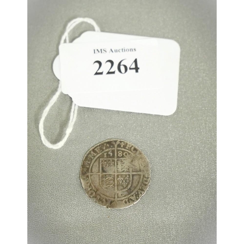 2264 - Elizabeth Hammered Silver Sixpence 1580.