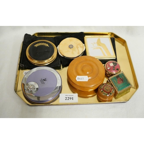 2291 - Tray Lot - Compacts, Pill Boxes, etc.