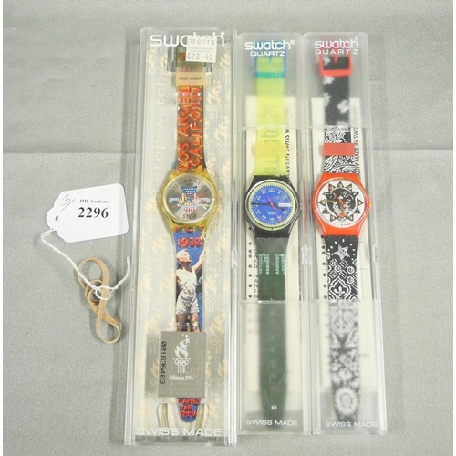 2296 - Three Vintage Swatch Wristwatches.