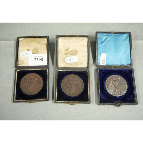 2298 - Three Cased Early 20th Century Art Related Medallions.