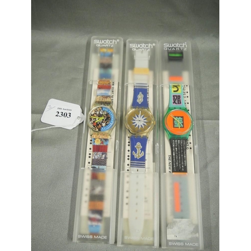 2303 - Three Vintage Swatch Wristwatches.