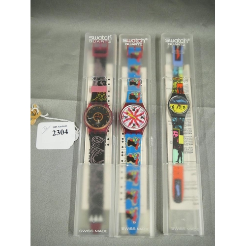 2304 - Three Vintage Swatch Wristwatches.