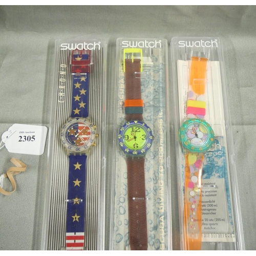 2305 - Three Vintage Swatch Wristwatches.