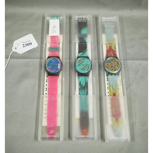 2309 - Three Vintage Swatch Wristwatches.