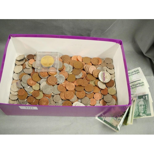 2312 - Large Box of UK Coins & Banknotes.