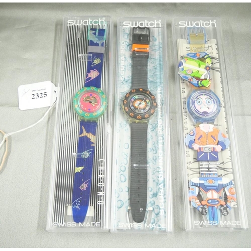 2325 - Three Vintage Swatch Wristwatches.