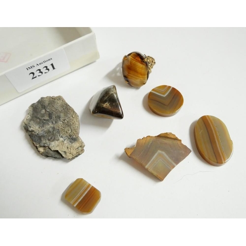 2331 - Collection of Polished Agates and Dress Ring.