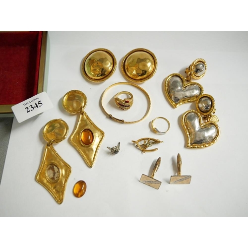 2345 - Box - Assorted Costume Jewellery, Earrings, Dress Rings etc.