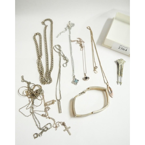 2364 - Box - Silver & White Metal Chains, Pendants etc.