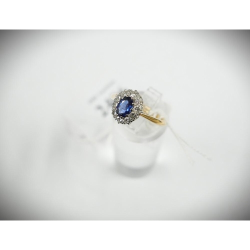 2406 - 18ct Gold, Sapphire & Diamond Ring, UK size N, total weight 2.9g