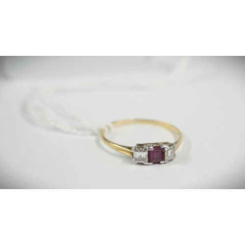 2421 - 18ct Gold Ruby & Diamond Dress Ring, UK Size M, total weight 1.3g